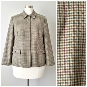 Talbots Vintage Made in USA 100% Wool Glen Plaid Blazer Size 14 Multicolor Check